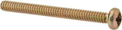 Made in USA - #6-32 UNC, 1-1/2" Length Under Head Phillips Drive Machine Screw - Pan Head, Grade 3 Steel, Yellow Cadmium-Plated Finish, Without Washer - USA Tool & Supply
