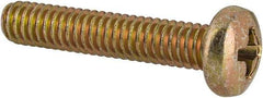Made in USA - #8-32 UNC, 7/8" Length Under Head Phillips Drive Machine Screw - Pan Head, Grade 3 Steel, Yellow Cadmium-Plated Finish, Without Washer - USA Tool & Supply
