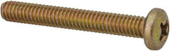 Made in USA - #8-32 UNC, 1-1/4" Length Under Head Phillips Drive Machine Screw - Pan Head, Grade 3 Steel, Yellow Cadmium-Plated Finish, Without Washer - USA Tool & Supply