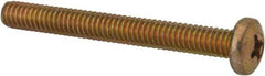 Made in USA - #8-32 UNC, 1-1/2" Length Under Head Phillips Drive Machine Screw - Pan Head, Grade 3 Steel, Yellow Cadmium-Plated Finish, Without Washer - USA Tool & Supply