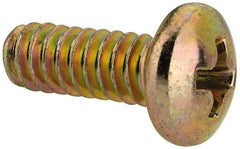 Made in USA - #10-24 UNC, 1/2" Length Under Head Phillips Drive Machine Screw - Pan Head, Grade 3 Steel, Yellow Cadmium-Plated Finish, Without Washer - USA Tool & Supply