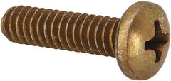 Made in USA - #10-24 UNC, 3/4" Length Under Head Phillips Drive Machine Screw - Pan Head, Grade 3 Steel, Yellow Cadmium-Plated Finish, Without Washer - USA Tool & Supply