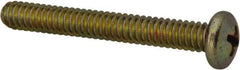 Made in USA - #10-24 UNC, 1-1/2" Length Under Head Phillips Drive Machine Screw - Pan Head, Grade 3 Steel, Yellow Cadmium-Plated Finish, Without Washer - USA Tool & Supply