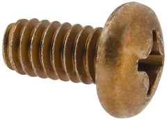 Made in USA - 1/4-20 UNC, 1/2" Length Under Head Phillips Drive Machine Screw - Pan Head, Grade 3 Steel, Yellow Cadmium-Plated Finish, Without Washer - USA Tool & Supply