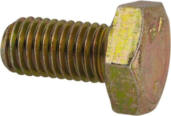 Made in North America - 1/4-28 UNF, 1/2" Length Under Head Hex Head Cap Screw - Grade 8 Alloy Steel, Zinc-Plated Finish, 7/16" Hex - USA Tool & Supply