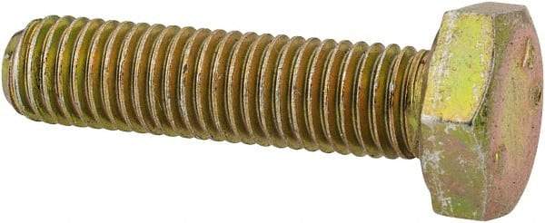 Made in North America - 1/4-28 UNF, 1" Length Under Head Hex Head Cap Screw - Grade 8 Alloy Steel, Zinc-Plated Finish, 7/16" Hex - USA Tool & Supply