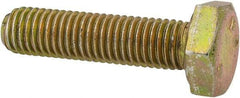 Made in North America - 1/4-28 UNF, 1" Length Under Head Hex Head Cap Screw - Grade 8 Alloy Steel, Zinc-Plated Finish, 7/16" Hex - USA Tool & Supply