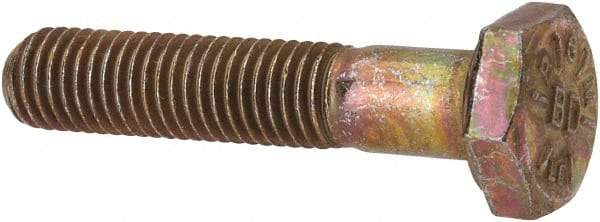 Made in North America - 1/4-28 UNF, 1-1/4" Length Under Head Hex Head Cap Screw - Grade 8 Alloy Steel, Zinc-Plated Finish, 7/16" Hex - USA Tool & Supply