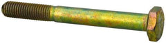Made in North America - 1/4-28 UNF, 2-1/4" Length Under Head Hex Head Cap Screw - Grade 8 Alloy Steel, Zinc-Plated Finish, 7/16" Hex - USA Tool & Supply