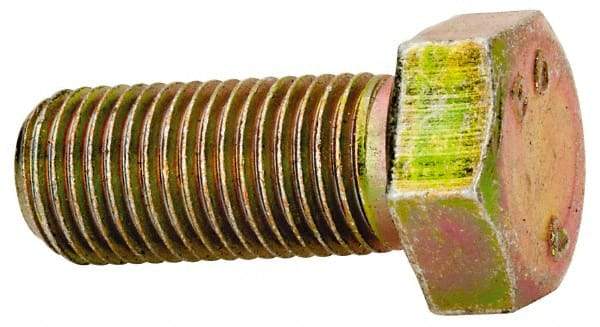 Made in North America - 3/8-24 UNF, 7/8" Length Under Head Hex Head Cap Screw - Grade 8 Alloy Steel, Zinc-Plated Finish, 9/16" Hex - USA Tool & Supply