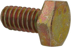 Made in North America - 1/4-20 UNC, 1/2" Length Under Head Hex Head Cap Screw - Grade 8 Alloy Steel, Zinc-Plated Finish, 7/16" Hex - USA Tool & Supply