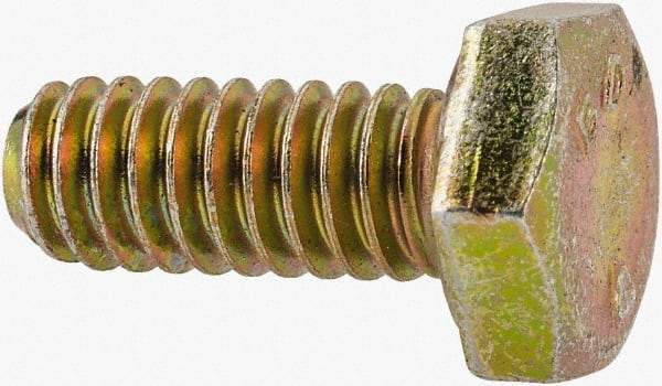 Made in North America - 1/4-20 UNC, 5/8" Length Under Head Hex Head Cap Screw - Grade 8 Alloy Steel, Zinc-Plated Finish, 7/16" Hex - USA Tool & Supply