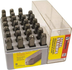 C.H. Hanson - 27 Piece, 3/8" Character Steel Stamp Set - Letters, Reverse - USA Tool & Supply