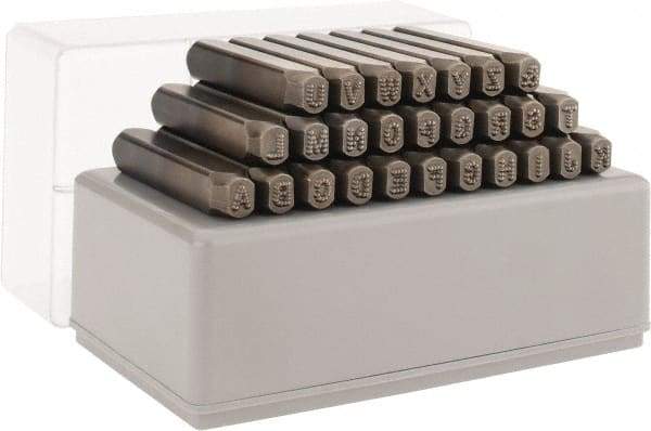 C.H. Hanson - 27 Piece, 3/16" Character Steel Stamp Set - Letters, Standard - USA Tool & Supply