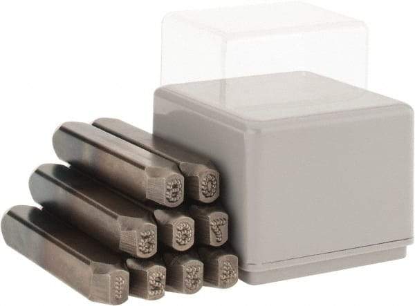 C.H. Hanson - 9 Piece, 3/16" Character Steel Stamp Set - Figures, Standard - USA Tool & Supply