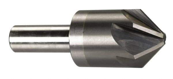 M.A. Ford - 1" Head Diam, 1/2" Shank Diam, 6 Flute 100° Solid Carbide Countersink - Bright Finish, 2-3/4" OAL, 1/4" Nose Diam, Single End, Straight Shank, Right Hand Cut - USA Tool & Supply