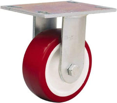 Hamilton - 5" Diam x 2" Wide x 6-1/2" OAH Top Plate Mount Rigid Caster - Polyurethane Mold on Polypropylene, 900 Lb Capacity, Straight Roller Bearing, 4-1/2 x 6-1/4" Plate - USA Tool & Supply