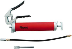 Proto - 3,600 Max psi, Flexible Pistol Grease Gun - 14 oz (Cartridge) & 16 oz (Bulk) Capacity, 1/8 Thread Outlet, 3-Way, Bulk, Cartridge & Filler Pump - USA Tool & Supply