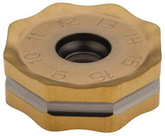 Seco - ONMU090520 ME12 Grade F40M Carbide Milling Insert - TiAlN/TiN Finish, 0.228" Thick, 0.866" Inscribed Circle - USA Tool & Supply