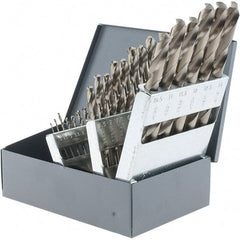 Chicago-Latrobe - 1 to 13mm, 135° Point, Gold Finish, Cobalt Jobber Length Drill Bit Set - USA Tool & Supply