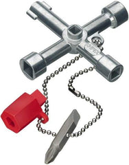 Knipex - 1 Piece Cabinet Key - 3 to 5mm Two-Way Key Bit Capacity, 5, 6, 8mm Square Capacity, 9mm Triangular Capacity - USA Tool & Supply