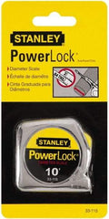 Stanley - 10' x 1/4" Yellow Blade Tape Measure - 1/32 & 1/16" Graduation, Inch Graduation Style, Silver Case - USA Tool & Supply