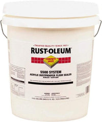 Rust-Oleum - 5 Gal Can Satin Clear Floor Coating - 150 to 300 Sq Ft/Gal Coverage, 37 g/L VOC Content - USA Tool & Supply