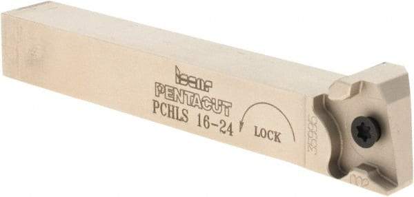 Iscar - 0.8mm Min Groove Width, 120mm OAL, Left Hand Indexable Grooving Cutoff Toolholder - 16mm Shank Height x 16mm Shank Width, PENTA 24.. Insert Style, PCHLS Toolholder Style, Series PentaCut - USA Tool & Supply