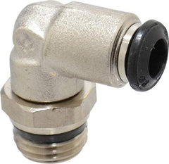 Alpha Technologies - 6mm Outside Diam, 1/4 Universal, Nickel Plated Brass Push-to-Connect Tube Male Swivel Elbow - 250 Max psi, Tube to Universal Thread Connection, Buna O-Ring - USA Tool & Supply