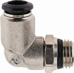 Alpha Technologies - 8mm Outside Diam, 1/4 Universal, Nickel Plated Brass Push-to-Connect Tube Male Swivel Elbow - 250 Max psi, Tube to Universal Thread Connection, Buna O-Ring - USA Tool & Supply