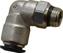 Alpha Technologies - 10mm Outside Diam, 1/4 Universal, Nickel Plated Brass Push-to-Connect Tube Male Swivel Elbow - 250 Max psi, Tube to Universal Thread Connection, Buna O-Ring - USA Tool & Supply