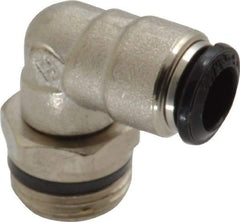 Alpha Technologies - 8mm Outside Diam, 3/8 Universal, Nickel Plated Brass Push-to-Connect Tube Male Swivel Elbow - 250 Max psi, Tube to Universal Thread Connection, Buna O-Ring - USA Tool & Supply