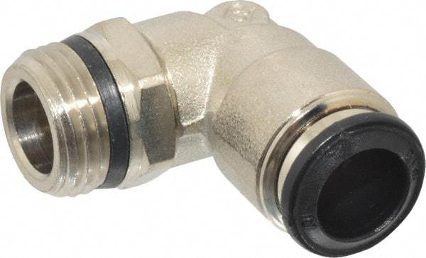 Alpha Technologies - 10mm Outside Diam, 3/8 Universal, Nickel Plated Brass Push-to-Connect Tube Male Swivel Elbow - 250 Max psi, Tube to Universal Thread Connection, Buna O-Ring - USA Tool & Supply