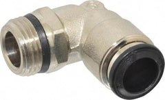 Alpha Technologies - 10mm Outside Diam, 3/8 Universal, Nickel Plated Brass Push-to-Connect Tube Male Swivel Elbow - 250 Max psi, Tube to Universal Thread Connection, Buna O-Ring - USA Tool & Supply