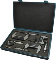 Fowler - 0 to 4" Range, Mechanical Outside Micrometer Set - 0.0001" Graduation, 0.00016" Accuracy, Ratchet Stop Thimble - USA Tool & Supply