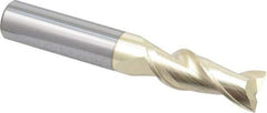 Accupro - 3/8", 1" LOC, 3/8" Shank Diam, 2-1/2" OAL, 2 Flute, Solid Carbide Square End Mill - Single End, ZrN Finish, Spiral Flute, Variable° Helix, Centercutting, Right Hand Cut, Right Hand Flute - USA Tool & Supply