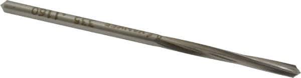 Made in USA - #32 High Speed Steel 4 Flute Chucking Reamer - Spiral Flute, 0.116" Straight Shank, 7/8" Flute Length, 2-3/4" OAL - USA Tool & Supply