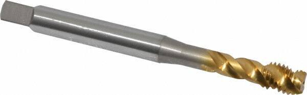 OSG - M8x1.25 Metric Coarse 3 Flute 6H Modified Bottoming Spiral Flute Tap - Vanadium High Speed Steel, TiN Finish, 90mm OAL, Right Hand Flute, Right Hand Thread - Exact Industrial Supply
