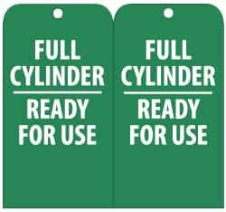 NMC - 3" High x 6" Long, FULL CYLINDER-READY FOR USE, English Safety & Facility Accident Prevention Tag - Tag Header: Notice, 2 Sides, Green & White Unrippable Vinyl - USA Tool & Supply