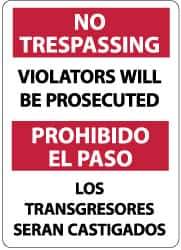 NMC - "No Trespassing - Violators Will Be Prosecuted", 14" Long x 10" Wide, Aluminum Safety Sign - Rectangle, 0.04" Thick, Use for Security & Admittance - USA Tool & Supply
