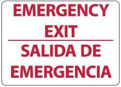 NMC - Emergency Exit, Pressure Sensitive Vinyl Exit Sign - 14" Wide x 10" High, English/Spanish - USA Tool & Supply