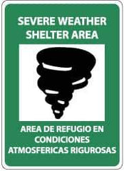 NMC - "Severe Weather Shelter Area", 14" Long x 10" Wide, Rigid Plastic Safety Sign - Rectangle, 0.05" Thick, Use for Accident Prevention - USA Tool & Supply