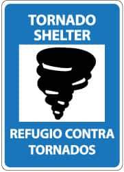 NMC - "Tornado Shelter", 14" Long x 10" Wide, Pressure-Sensitive Vinyl Safety Sign - Rectangle, 0.004" Thick, Use for Accident Prevention - USA Tool & Supply