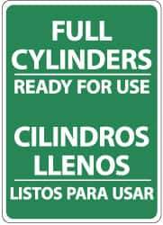 NMC - "Full Cylinders - Ready for Use", 14" Long x 10" Wide, Pressure-Sensitive Vinyl Safety Sign - Rectangle, 0.004" Thick, Use for Accident Prevention - USA Tool & Supply