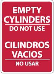 NMC - "Empty Cylinders - Do Not Use", 14" Long x 10" Wide, Aluminum Safety Sign - Rectangle, 0.04" Thick, Use for Accident Prevention - USA Tool & Supply