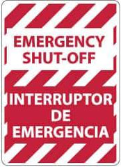 NMC - "Emergency Shut-Off", 14" Long x 10" Wide, Pressure-Sensitive Vinyl Safety Sign - Rectangle, 0.004" Thick, Use for Accident Prevention - USA Tool & Supply