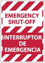 NMC - "Emergency Shut-Off", 14" Long x 10" Wide, Rigid Plastic Safety Sign - Rectangle, 0.05" Thick, Use for Accident Prevention - USA Tool & Supply