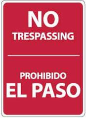 NMC - "No Trespassing", 14" Long x 10" Wide, Aluminum Safety Sign - Rectangle, 0.04" Thick, Use for Security & Admittance - USA Tool & Supply