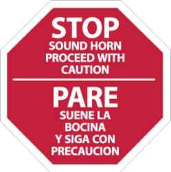 NMC - "Stop - Sound Horn - Proceed with Caution", 12" Wide x 12" High, Plastic Stop & Yield Signs - 0.05" Thick, White on Red, Octagon, Wall Mount - USA Tool & Supply