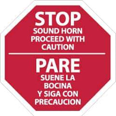 NMC - "Stop - Sound Horn - Proceed with Caution", 12" Wide x 12" High, Plastic Stop & Yield Signs - 0.05" Thick, White on Red, Octagon, Wall Mount - USA Tool & Supply